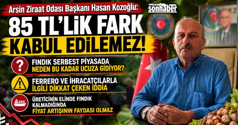 Arsin Ziraat Odası Başkanı Hasan Kozoğlu’ndan Fındık Fiyatı Tepkisi: “Üretici Kan Ağlıyor”