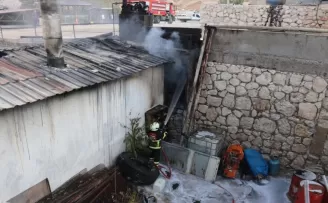 Amasya’da asfalt şantiyesinde çıkan yangın söndürüldü