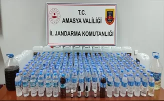 Amasya'da bir evde 115 litre sahte içki ele geçirildi