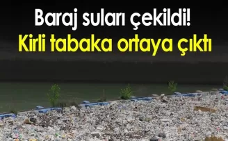 Artvin’de baraj suları çekildi! Kirli tabaka ortaya çıktı