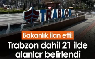 Bakanlık ilan etti! Trabzon dahil 21 ilde alanlar belirlendi