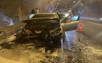 Bolu'da seyir halindeyken yanan otomobilde hasar oluştu