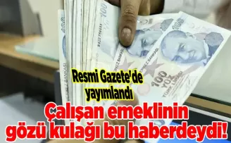 Çalışan emeklinin gözü kulağı bu haberdeydi! Resmi Gazete’de yayımlandı