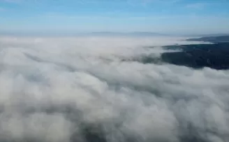 Düzce'de Bolu Dağı'nın eteklerinde sis tabakası oluştu