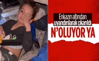 Enkazda uyurken kurtarılan çocuğun tepkisi