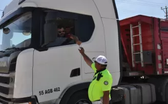 Gümüşhacıköy’de ağır vasıta araçları denetlendi
