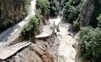 Karabük’te selden zarar gören Şeker Kanyonu havadan görüntülendi