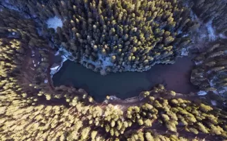 Kastamonu’da donan Yeşil Göl dronla görüntülendi