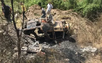 Kastamonu’da şarampole devrilerek yanan otomobilin sürücüsü öldü