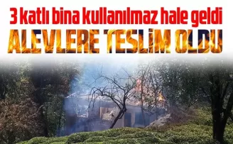 Rize’de 3 katlı evde yangın çıktı