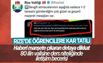 Rize Valiliği, samimi tatil duyurusuyla takdir topladı