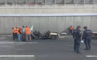 Samsun'da trafik kazasının ardından alev alan araçtaki karı koca öldü