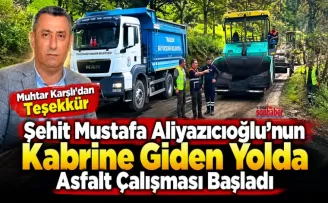 Şehit Mustafa Aliyazıcıoğlu’nun  Kabrine Giden Yolda Asfalt Çalışması Başladı