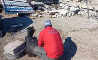 Tokatlı veteriner hekimler enkazdan 6 keçiyi çıkardı