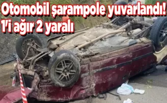 Trabzon Akçaabat’ta otomobil şarampole yuvarlandı! 1’i ağır 2 yaralı