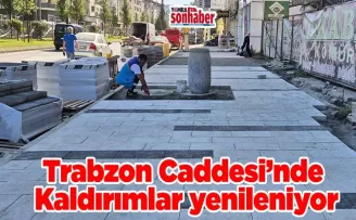 Trabzon Caddesi’nde Kaldırımlar yenileniyor