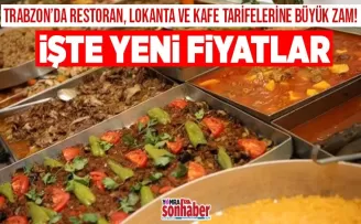 Trabzon’da restoran, lokanta ve kafe tarifelerine büyük zam!