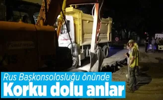 Trabzon'da Rus Başkonsolosluğu önünde korku dolu anlar