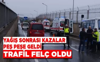 Trabzon’da yağış kazaları beraberinde getirdi! Trafik felç oldu