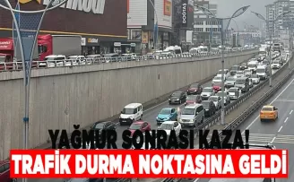 Trabzon’da yağmur sonrası kaza! Trafik durma noktasına geldi