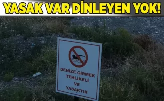 Trabzon’da yasak tabelası olmasına rağmen yine de giriyorlar!