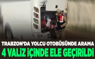 Trabzon’da yolcu otobüsünde arama! 4 valiz içinde ele geçirildi