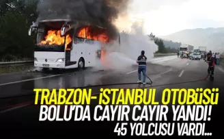 Trabzon, İstanbul otobüsü Bolu'da alev alev yandı!