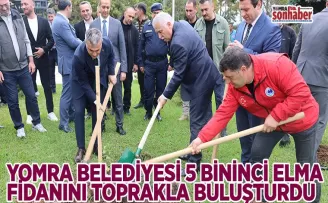 YOMRA BELEDİYESİ 5 BİNİNCİ ELMA FİDANINI TOPRAKLA BULUŞTURDU