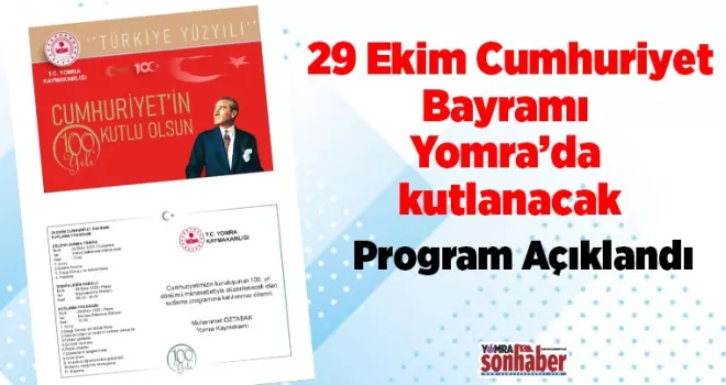 29 Ekim Yomra’da kutlanacak Program Açıklandı