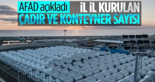 AFAD açıkladı: Deprem bölgesindeki illere kurulan çadır ve konteyner sayısı