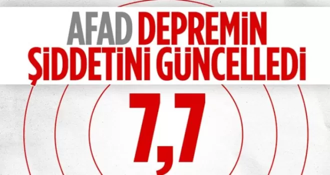 AFAD Kahramanmaraş depreminin büyüklüğünü güncelledi: 7.7