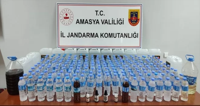 Amasya'da bir evde 115 litre sahte içki ele geçirildi
