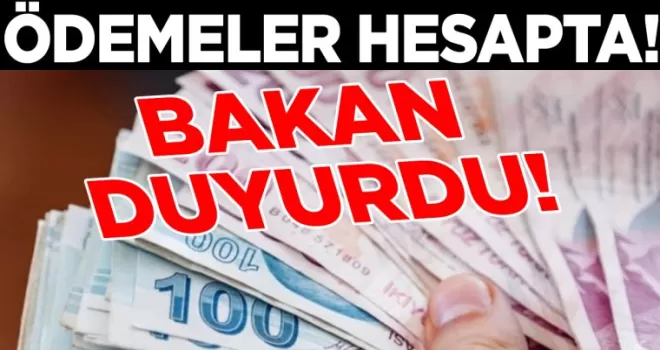 Bakan duyurdu: Ödemeler hesaplara yatırıldı!