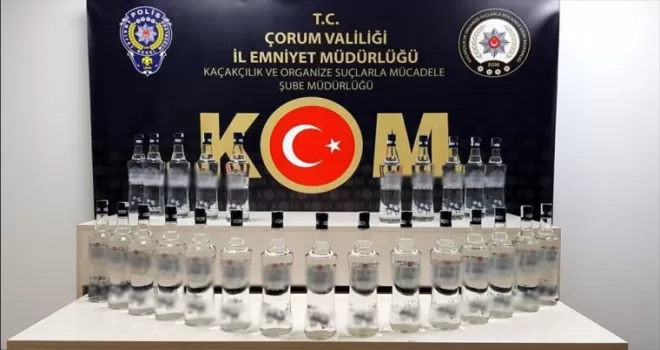 Çorum'da 25 şişe kaçak içki ele geçirildi