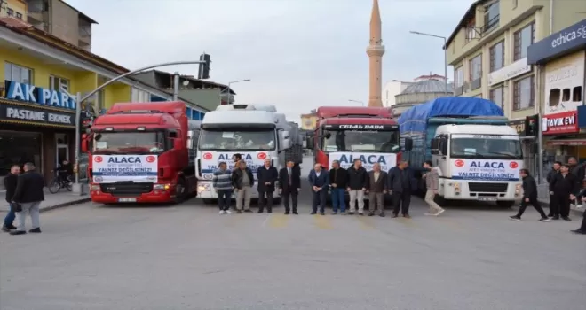 Çorum’dan deprem bölgesine 4 tır yardım malzemesi gönderildi