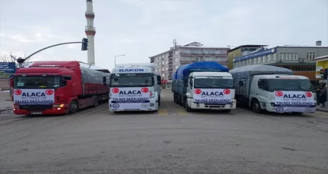 Çorum’un Alaca ilçesinden “asrın felaketi“ bölgesine 7 tır yardım
