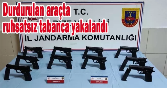 Durdurulan araçta ruhsatsız tabanca yakalandı