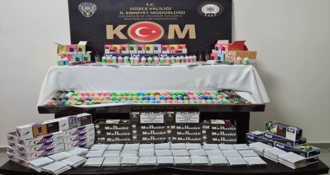 Düzce’de 16 bin 100 makaron ele geçirildi