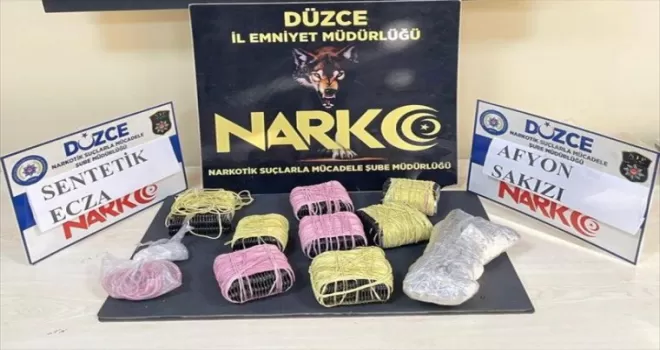 Düzce'de yolcu otobüsünde uyuşturucu taşıyan 2 zanlı gözaltına alındı