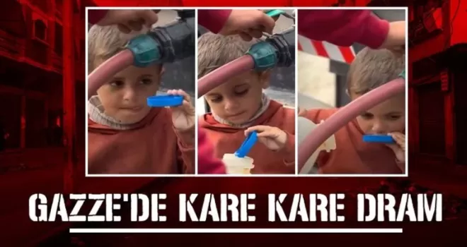 Gazze’de Filistinli çocuk, su damlalarıyla şişesini doldurdu