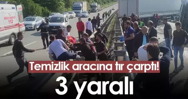 Giresun’da temizlik aracına tır çarptı! 3 yaralı
