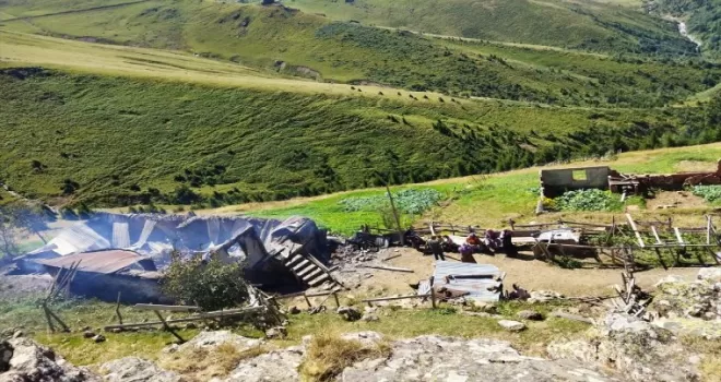 Giresun'da yayla evinde yangın