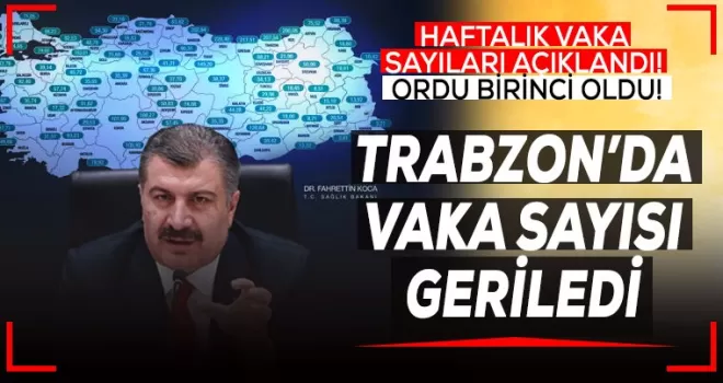 Haftalık vaka sayıları açıklandı!  Trabzon’da vaka sayısı geriledi