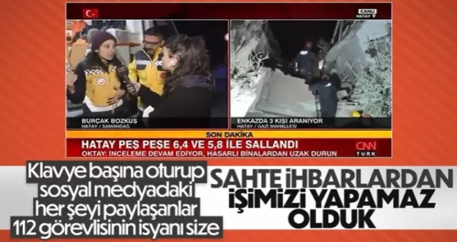 Hatay’da sağlık personeli gelen asılsız ihbarlara tepki gösterdi