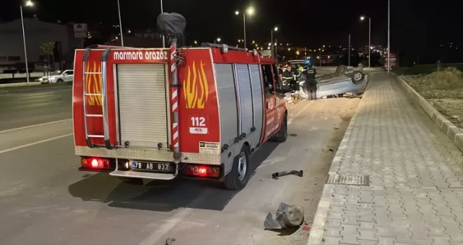 Karabük’te devrilen otomobilin sürücüsü yaralandı