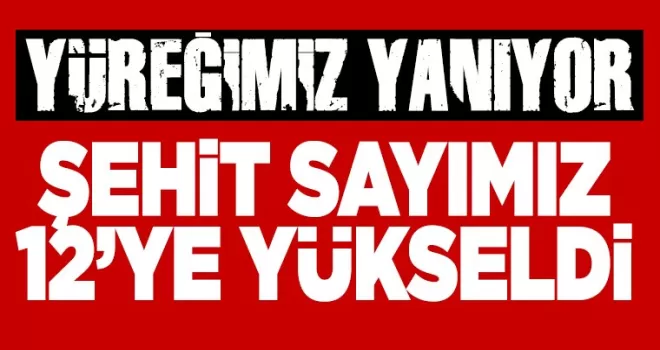MSB: Şehit sayımız 12’ye yükseldi