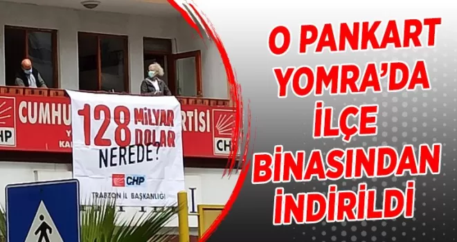 O pankart Yomra'da  İlçe Binasından indirildi