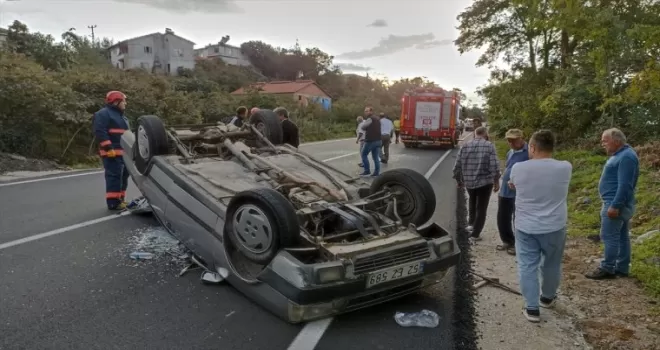Ordu'da takla atan otomobildeki 3 kişi yaralandı