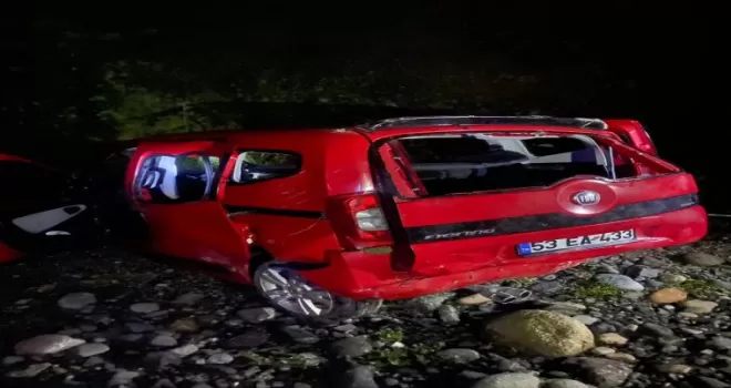 Rize’de dereye yuvarlanan hafif ticari araçtaki 2 kişi yaralandı