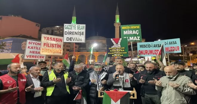 Rize’de Filistinlilere destek gösterisi yapıldı